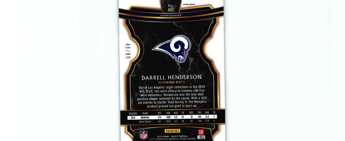Darrell Henderson 2019 Dragon Scale Select #60 /88 RC