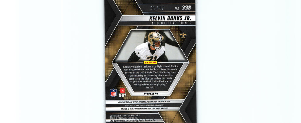 Kelvin Banks 2025 PURPLE Mosaic #338 /49 RC AUTO