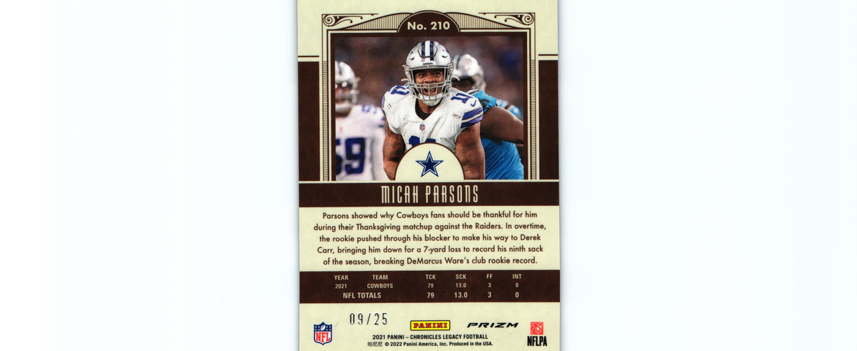 Micah Parsons 2021 BLUE Chronicles #210 /25 RC