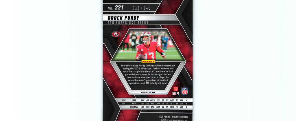 Brock Purdy 2025 SILVER KNIGHT Mosaic #221 /149