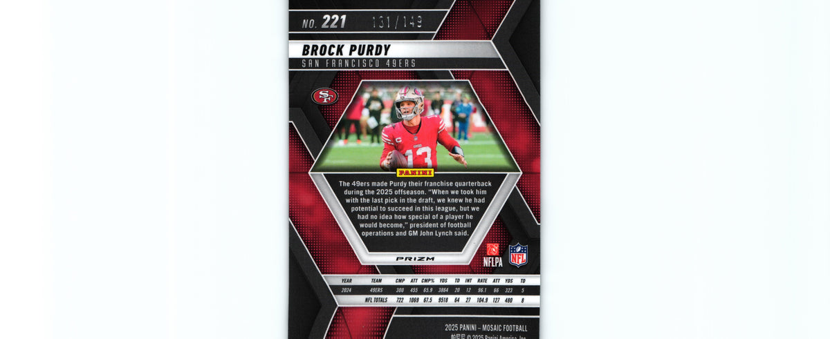 Brock Purdy 2025 SILVER KNIGHT Mosaic #221 /149