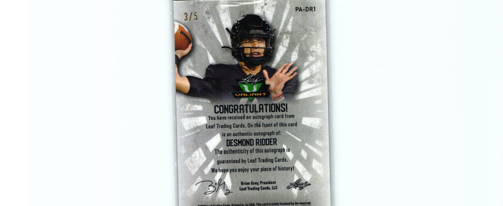 Desmond Ridder 2022 Leaf PA-DR1 /5 RC AUTO