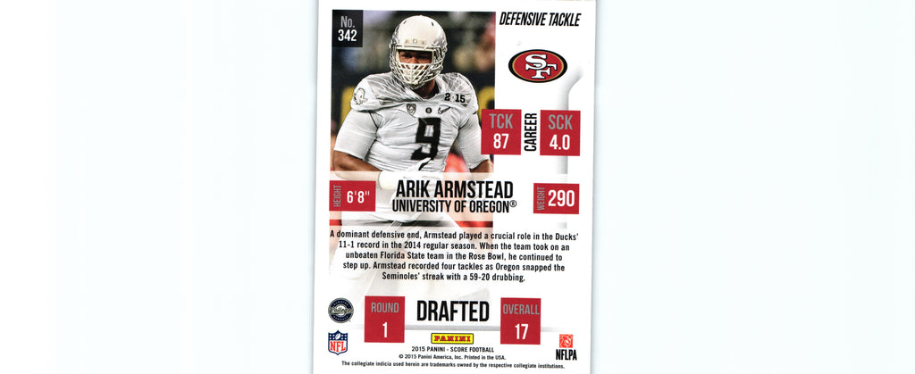 Arik Armstead 2015 Score #342 RC