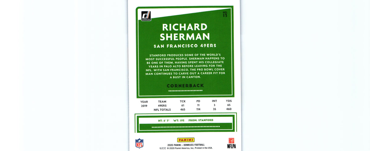 Richard Sherman 2020 PRESS PROOF BLUE Donruss #13