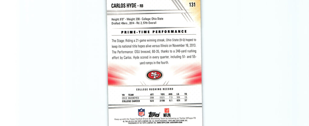 Carlos Hyde 2014 Topps #131 RC