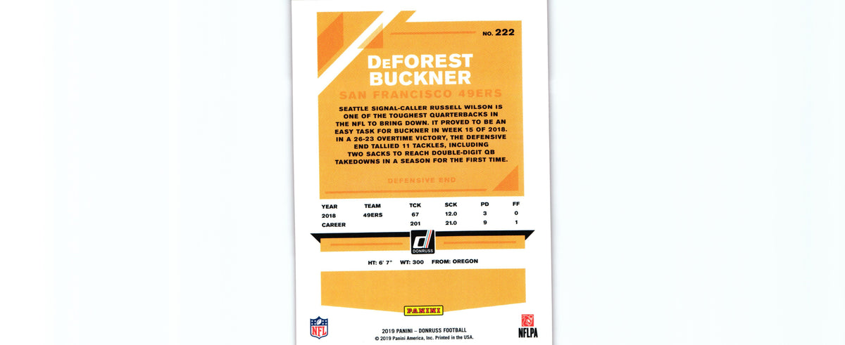 De'Forest Buckner 2019 PRESS PROOF RED Donruss #222