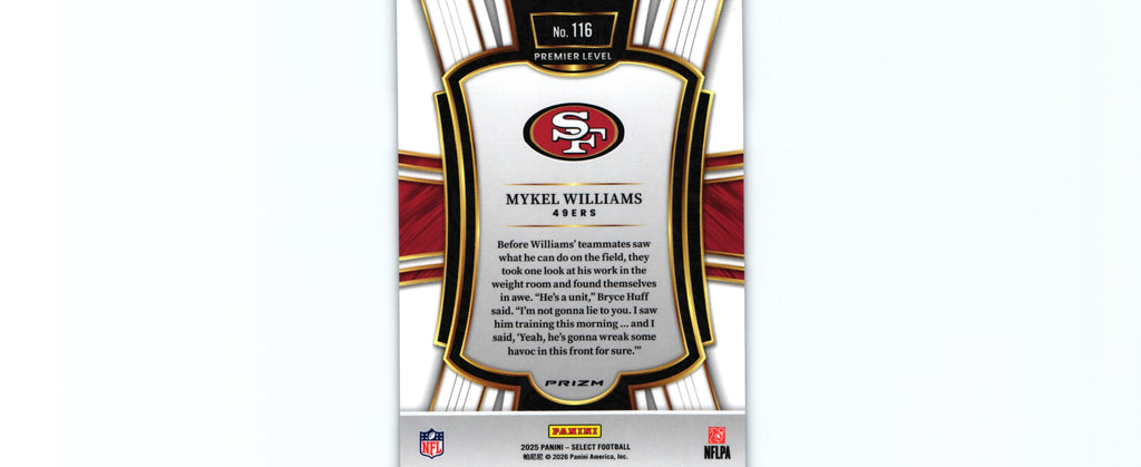 Mykel Williams 2025 SILVER Select #116 RC
