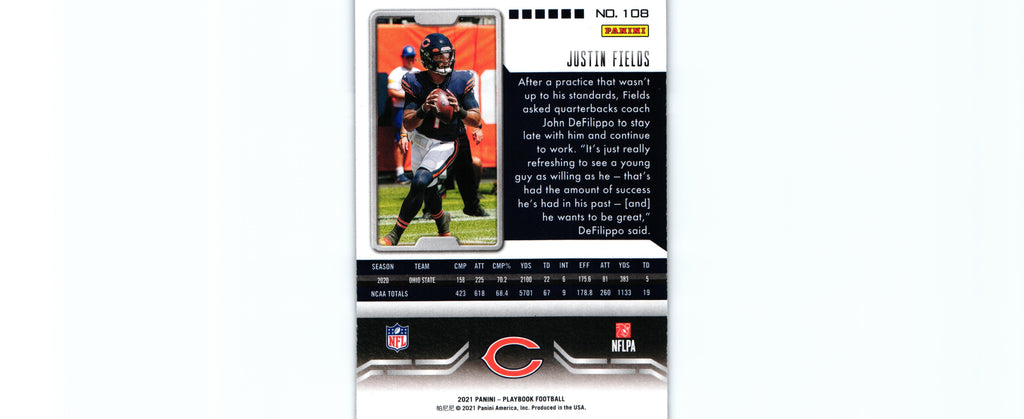 Justin Fields 2021 PURPLE Playbook #108 RC