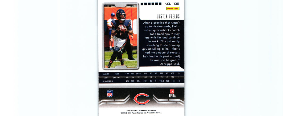 Justin Fields 2021 PURPLE Playbook #108 RC