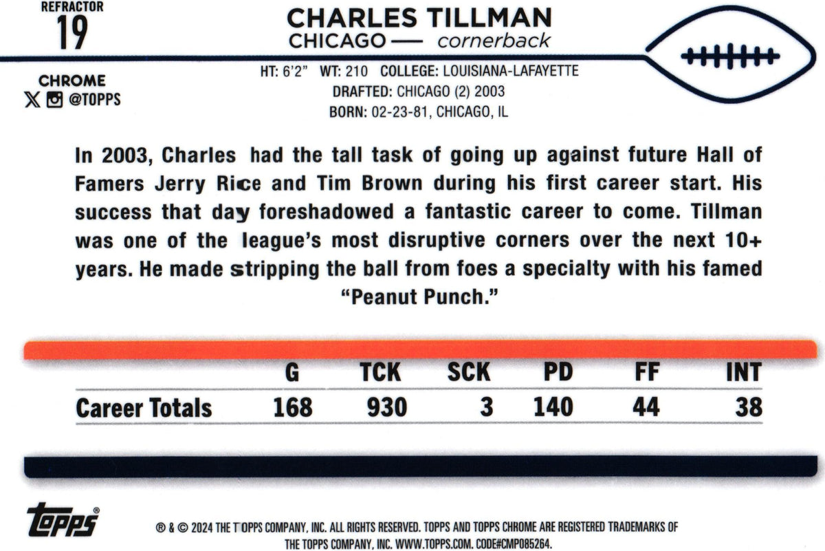 Charles Tillman 2024 REFRACTOR Topps #19