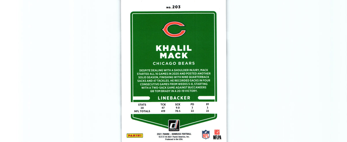 Khalil Mack 2021 VARIATION Donruss #203.2