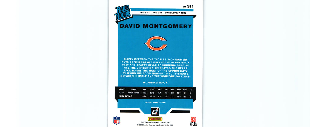David Montgomery 2019 Donruss #311 RC