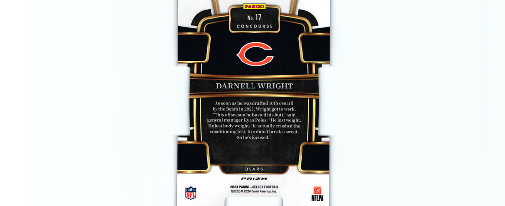 Darnell Wright 2023 RED&BLUE DIE CUT Select #17 RC