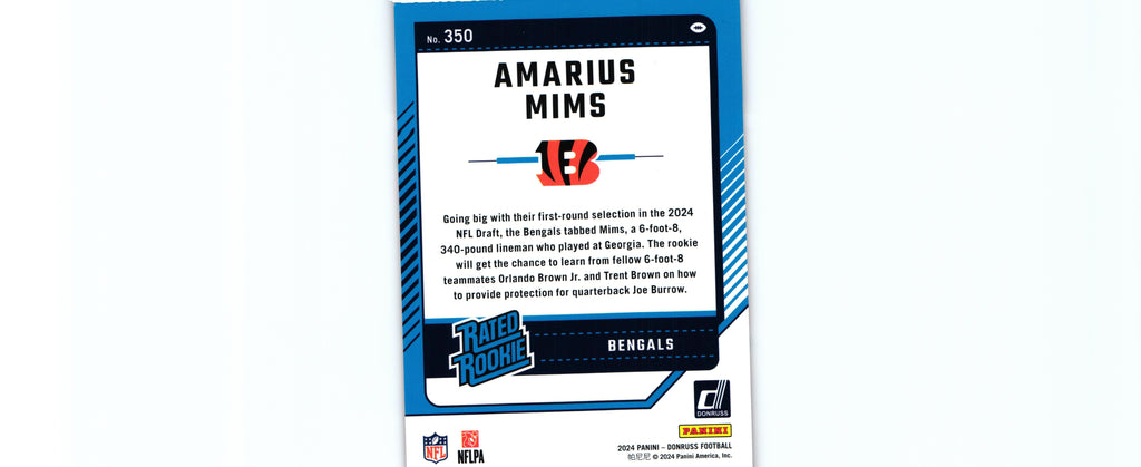 Amarius Mims 2024 PRESS PROOF RED Donruss #350 RC