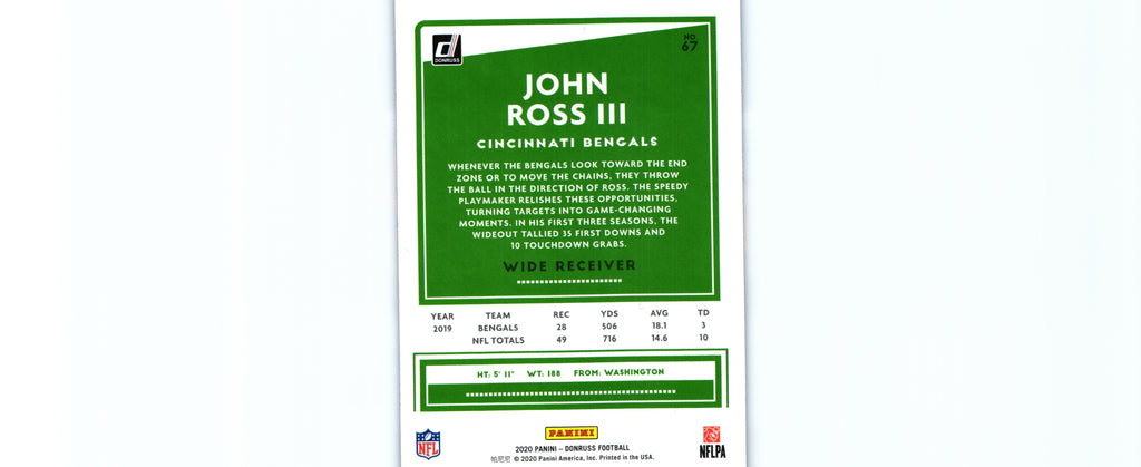 John Ross 2020 PRESS PROOF BLUE Donruss #67