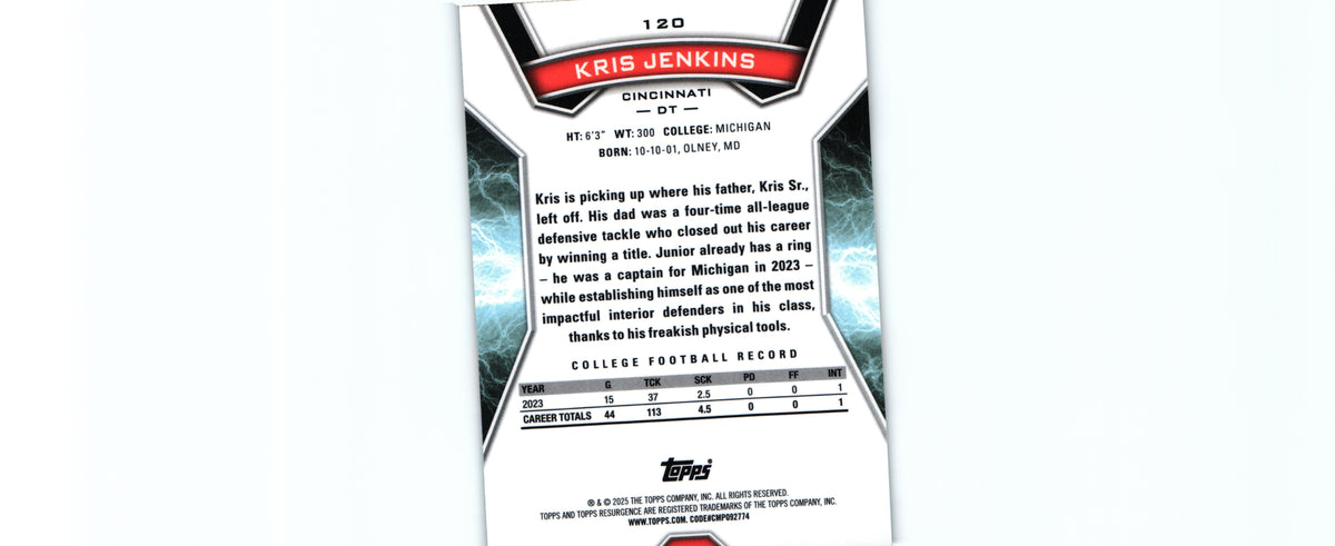 Kris Jenkins 2024 BLUE&ORANGE SPARK Topps RC #120