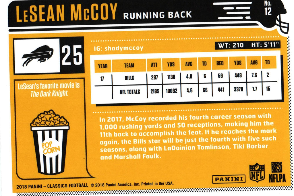LeSean McCoy 2018 Classic #12