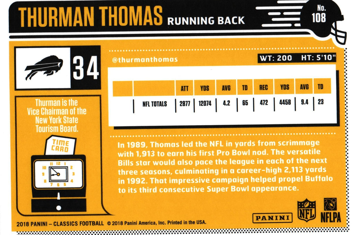 Thurman Thomas 2018 Classic #108