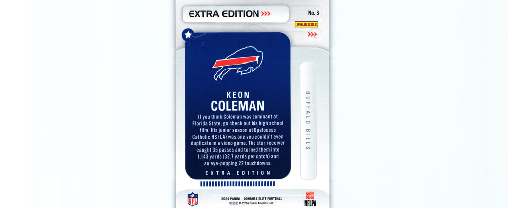 Keon Coleman 2024 Donruss Elite #8 RC