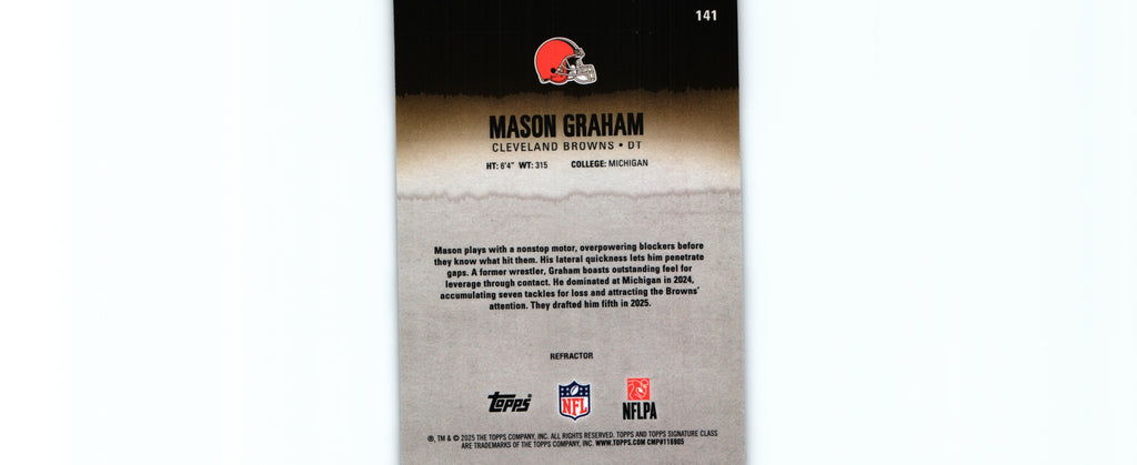 Mason Graham 2025 CHROME REFRACTOR Topps #141 RC