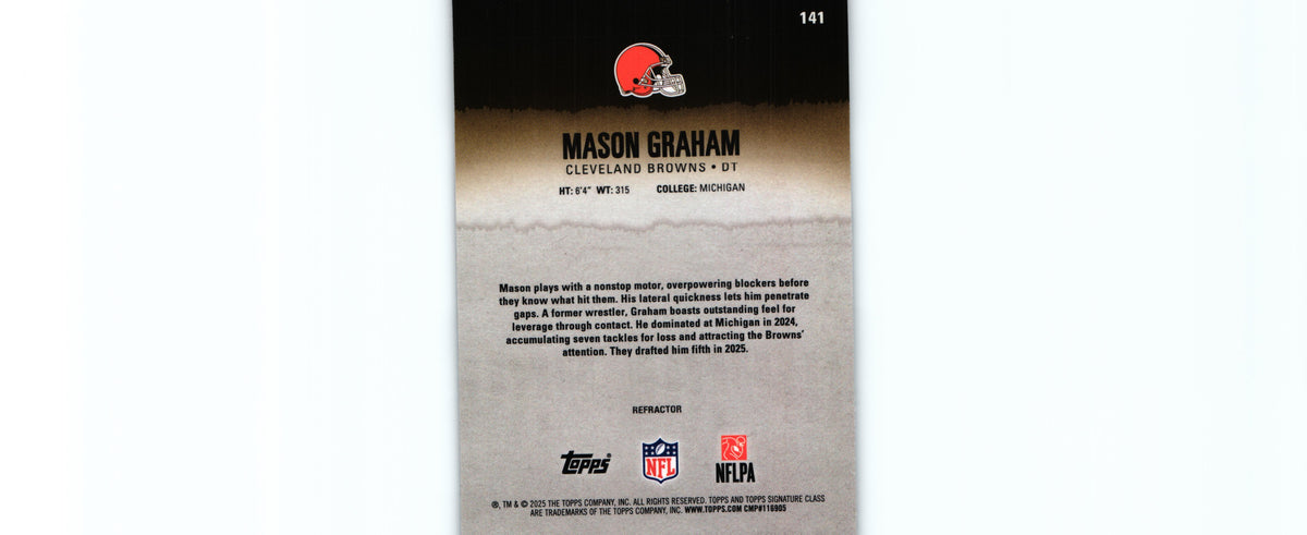 Mason Graham 2025 CHROME REFRACTOR Topps #141 RC