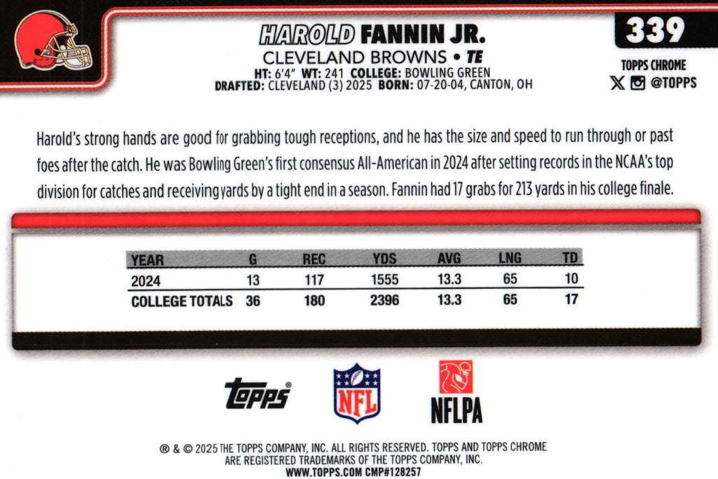 Harold Fannin 2025 RAY WAVE Topps #339 RC