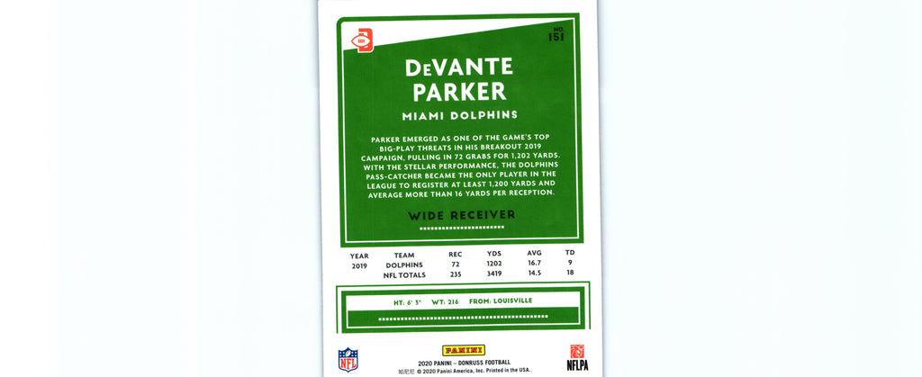 DeVante Parker 2020 PRESS PROOF BLUE Donruss #151b
