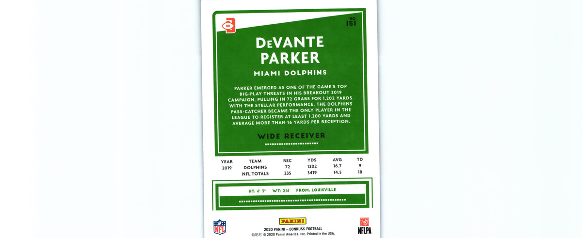 DeVante Parker 2020 PRESS PROOF BLUE Donruss #151b