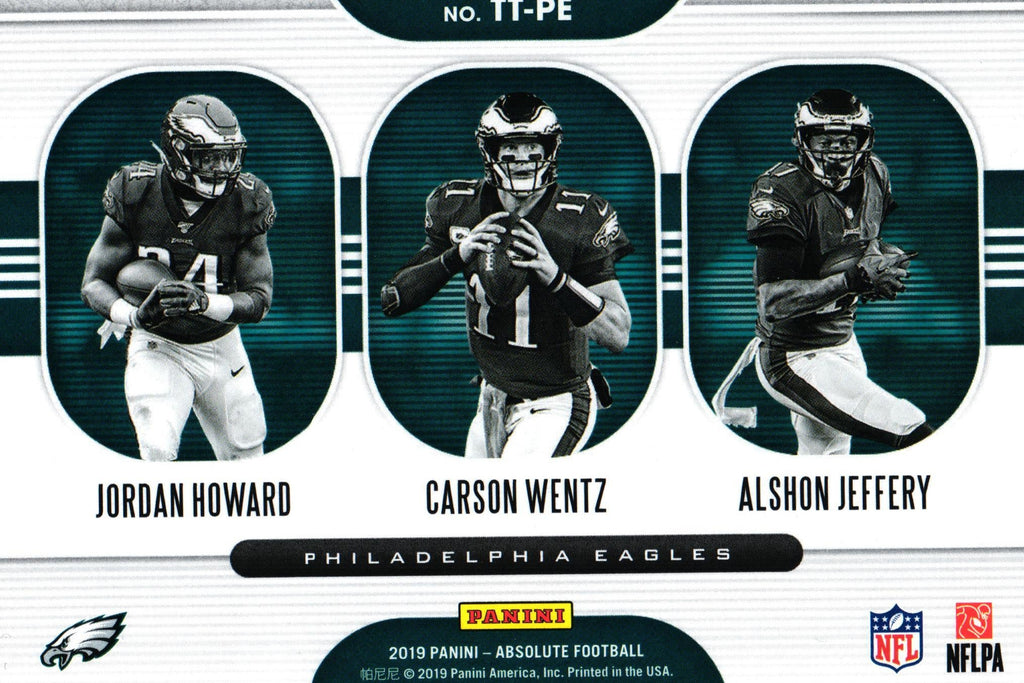 Jordan Howard/Carson Wentz/Alshon Jeffery 2019 Absolute TT-PE, Eagles