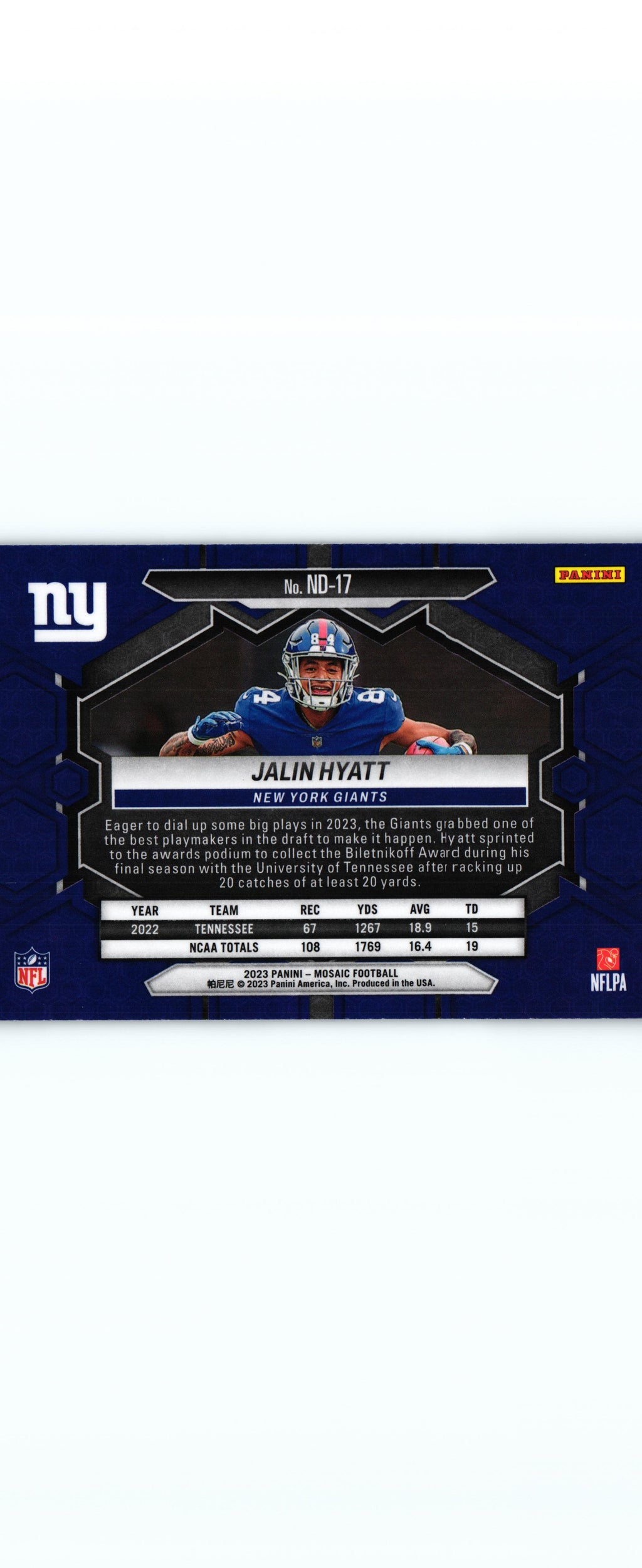 Jalin Hyatt 2023 Mosaic ND-17 RC