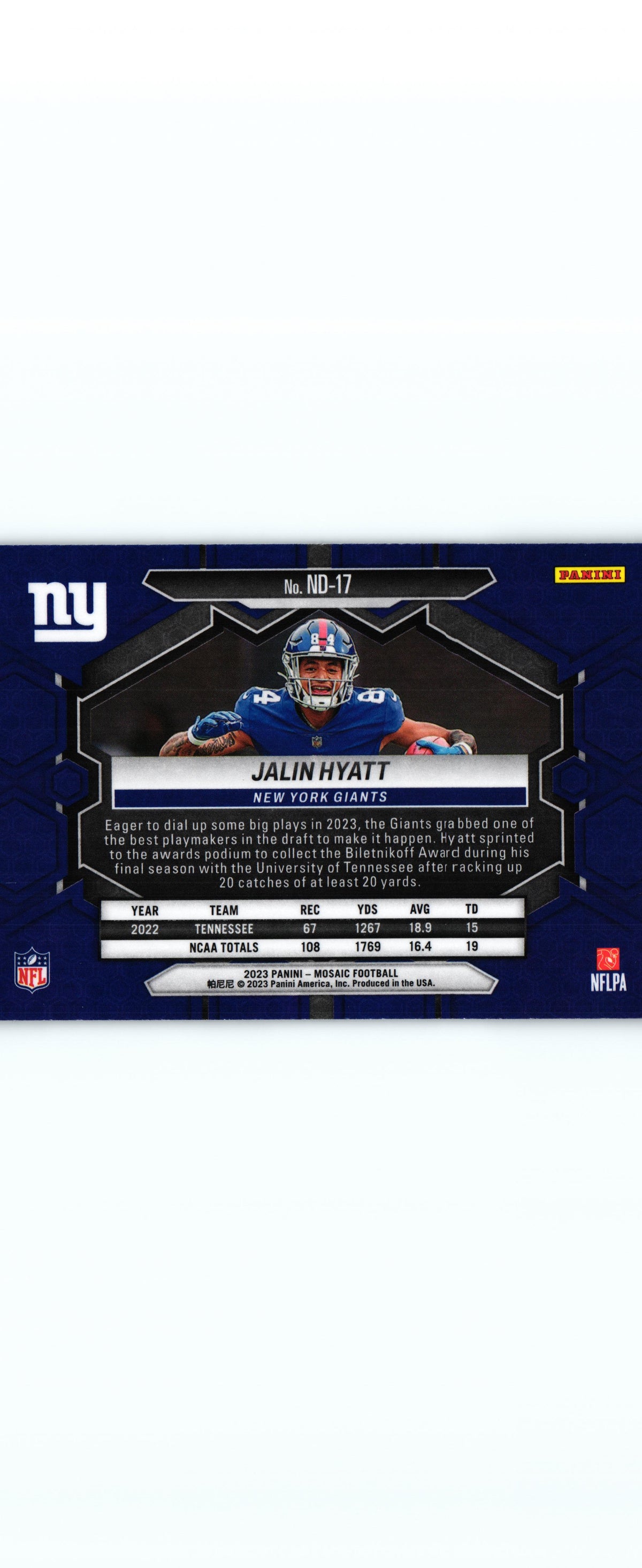 Jalin Hyatt 2023 Mosaic ND-17 RC