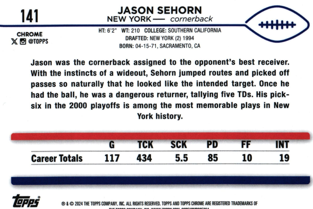 Jason Sehorn 2024 PRISM Topps #141