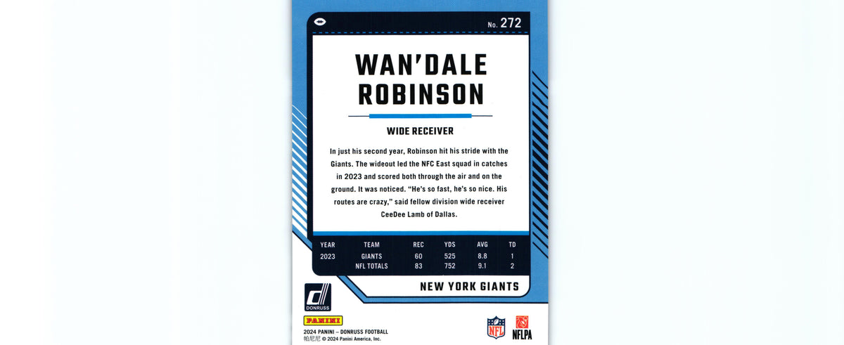 Wan'Dale Robinson 2024 PRESS PROOF PURPLE Donruss #272