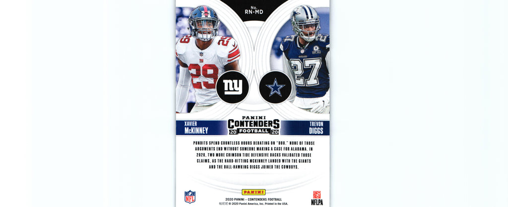 Xavier McKinney/Trevon Diggs 2020 Contenders RN-MD RC