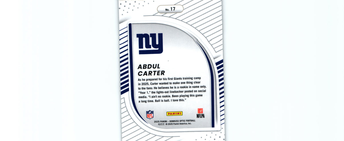 Abdul Carter 2025 Donruss Optic #17 RC