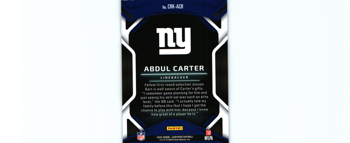 Abdul Carter 2025 Certified CRK-ACR RC