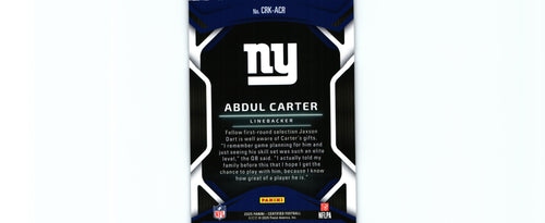 Abdul Carter 2025 Certified CRK-ACR RC