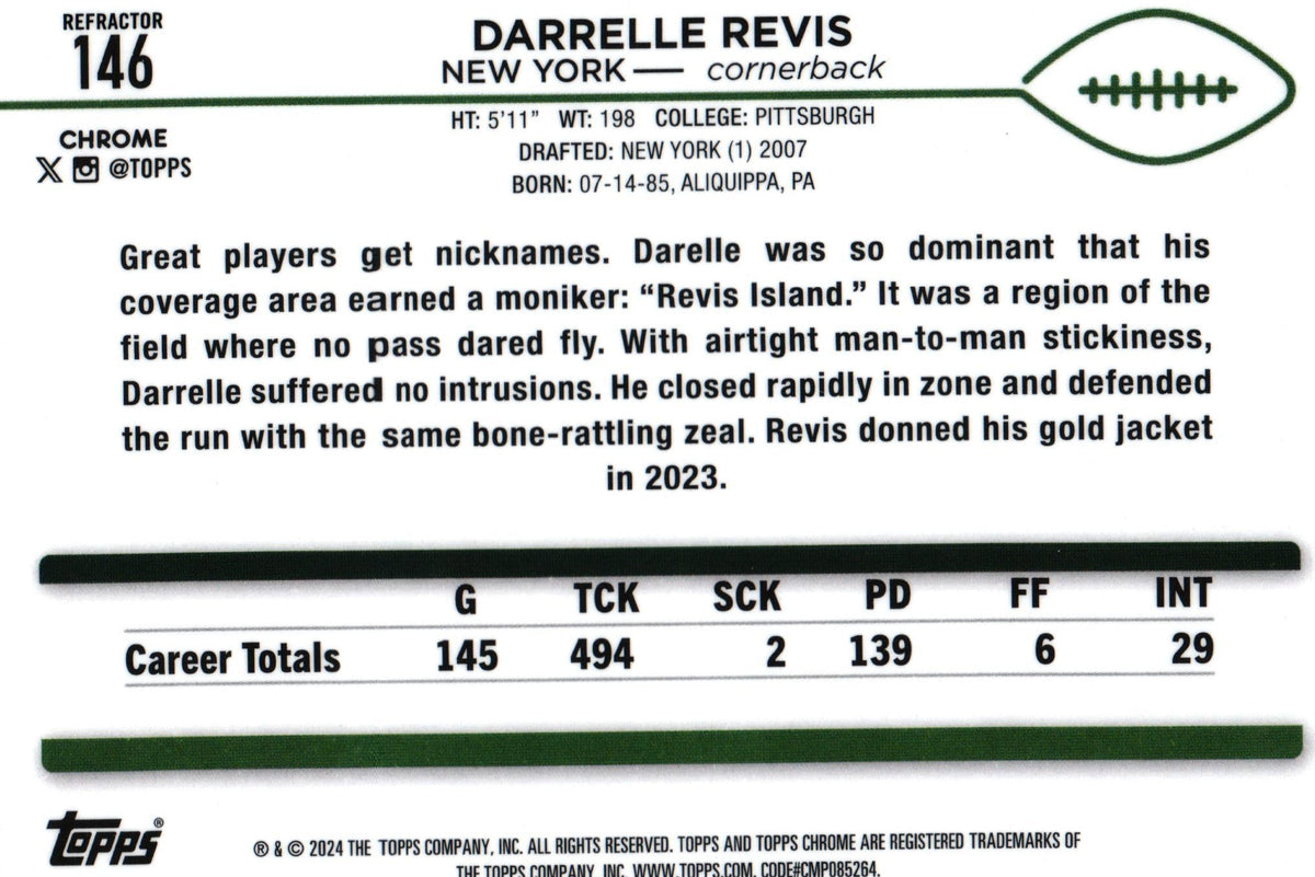 Darrelle Revis 2024 REFRACTOR Topps #146