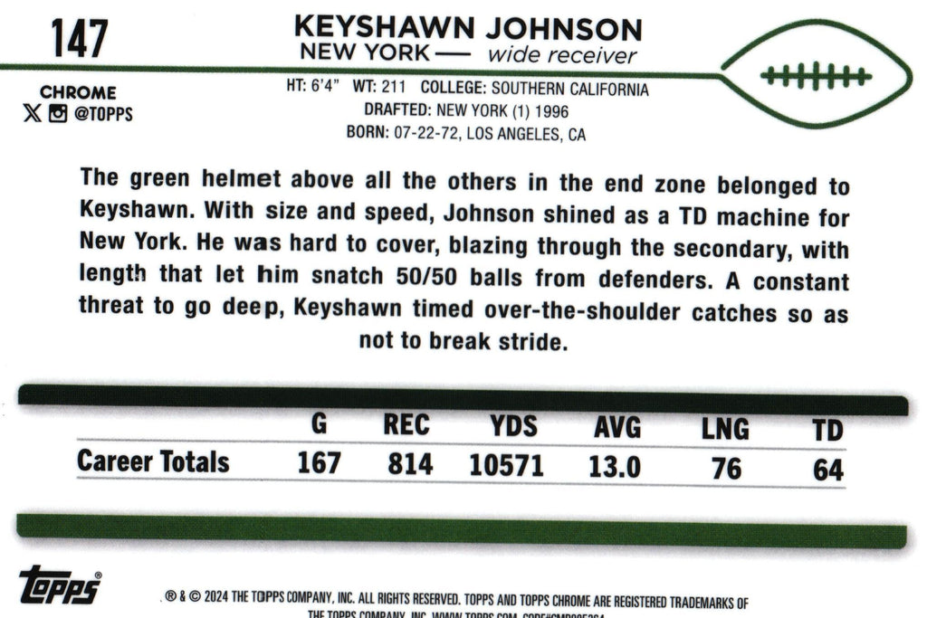 Keyshawn Johnson 2024 X-FRACTOR Topps #147