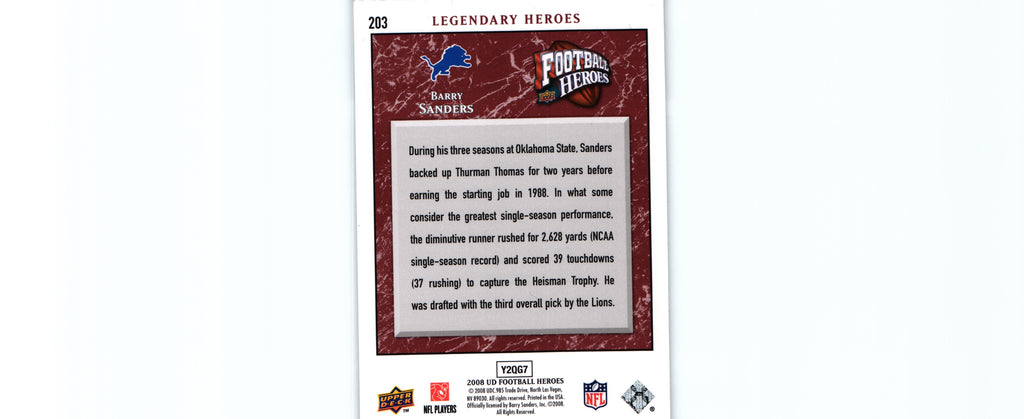 Barry Sanders 2008 Upper Deck #203