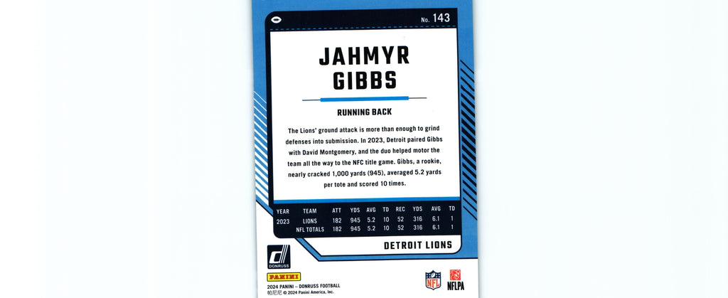 Jahmyr Gibbs 2024 PRESS PROOF GREEN Donruss #143