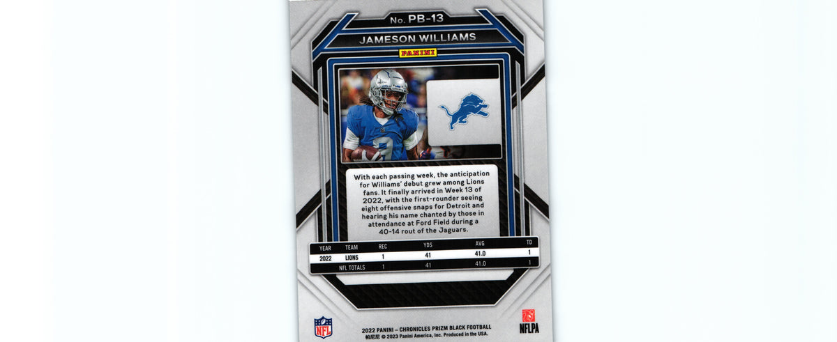 Jameson Williams 2022 Chronicles PB-13 RC