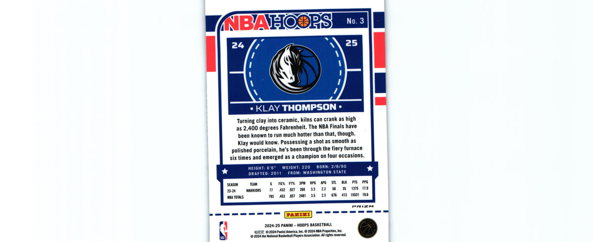 Klay Thompson 2024-25 WINTER PRIZM Hoops #3, Mavericks