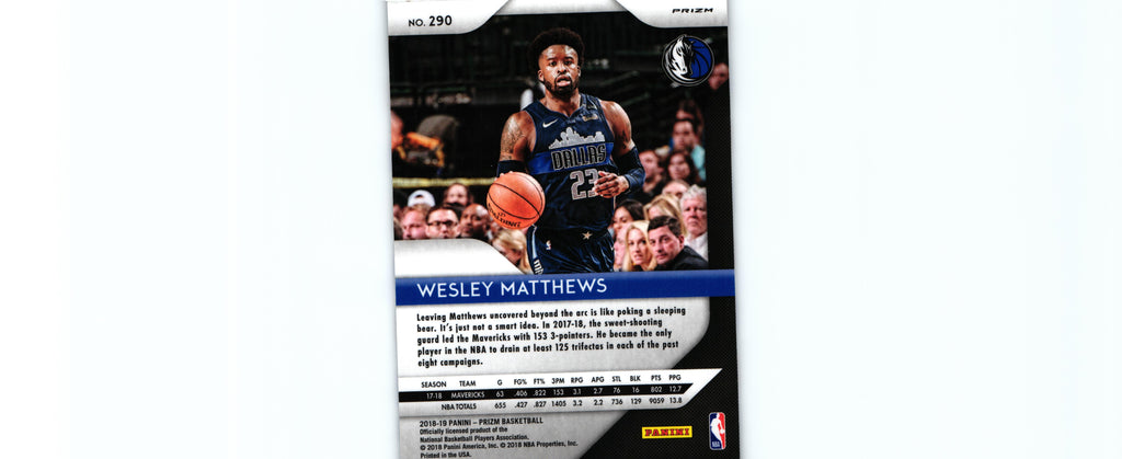 Wesley Matthews 2018 RED WHITE BLUE Prizm #290, Mavericks
