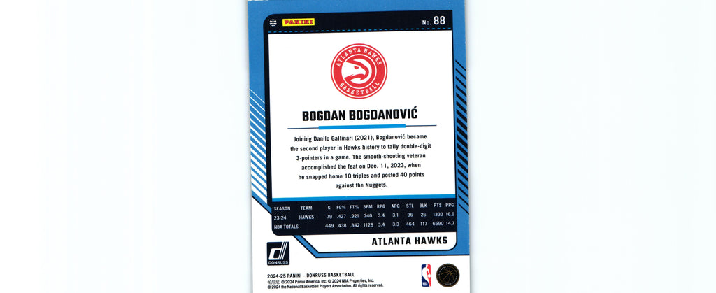 Bogdan Bogdanovic 2024 GREEN LASER Donruss #88, Hawks