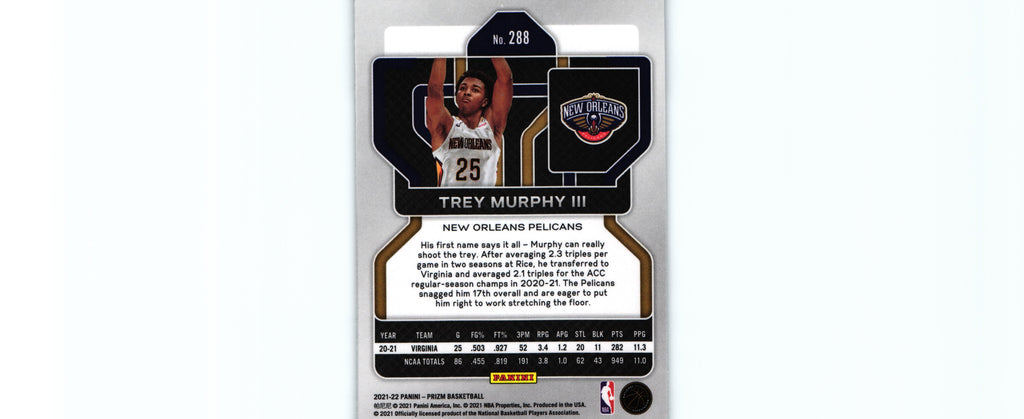Trey Murphy 2021 Prizm #288 RC, Pelicans