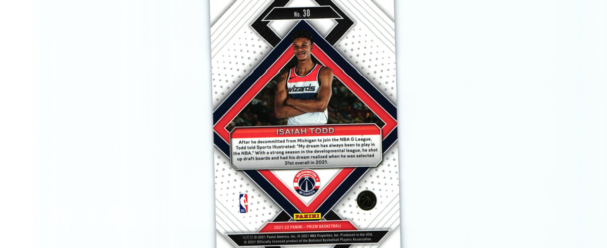 Isaiah Todd 2021 Prizm #30 RC, Wizards