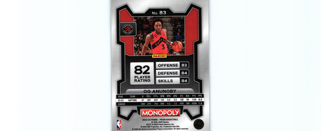Og Anunoby 2023 Prizm Monopoly #83, Raptors