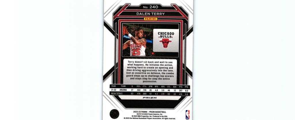 Dalen Terry 2022 GREEN ICE Prizm #240 RC, Bulls