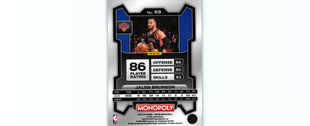 Jalen Brunson 2023 Prizm Monopoly #59, Knicks